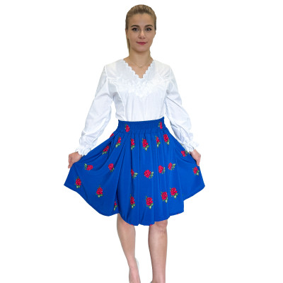 Spódnica góralska niebieska krótka róże - 14