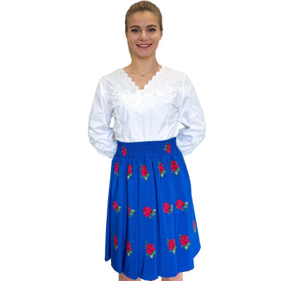 Spódnica góralska niebieska krótka róże - 14
