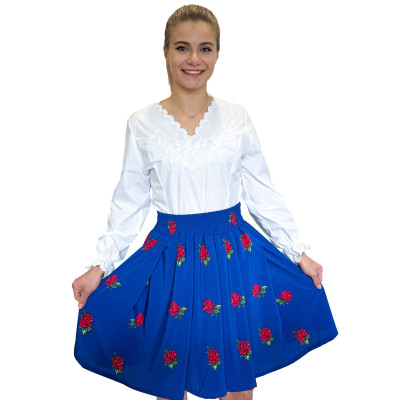 Spódnica góralska niebieska krótka róże - 14