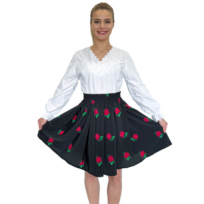 Spódnica góralska czarna krótka róże - 15