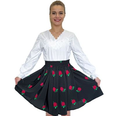 Spódnica góralska czarna krótka róże - 15