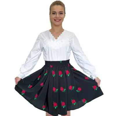 Spódnica góralska czarna krótka róże - 15