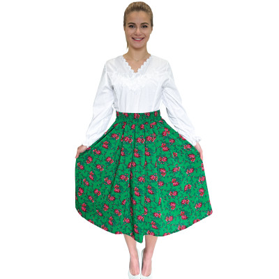 Spódnica góralska midi zielona róże 7/8 - 12