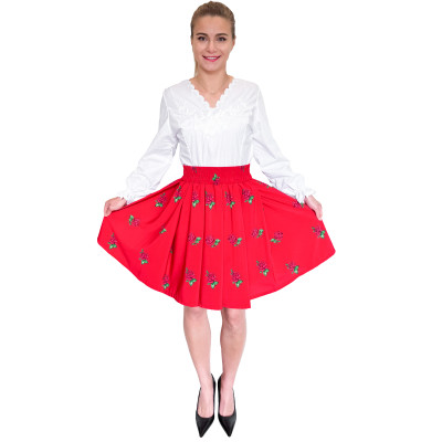 Spódnica góralska czerwona krótka róże - 15
