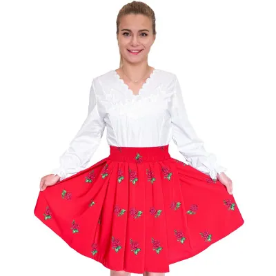 Spódnica góralska czerwona krótka róże - 15