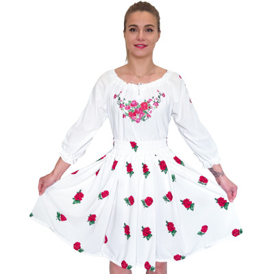 Spódnica góralska biała krótka róże - 15