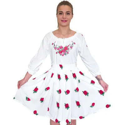 Spódnica góralska biała krótka róże - 15