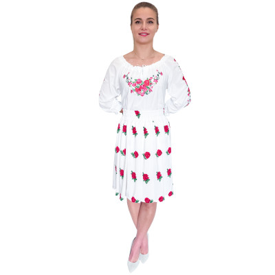 Spódnica góralska biała krótka róże - 15