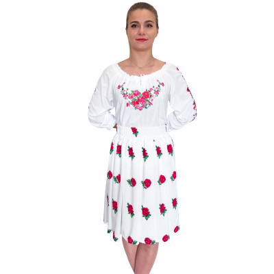 Spódnica góralska biała krótka róże - 15