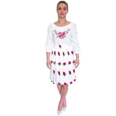 Spódnica góralska biała krótka róże - 15