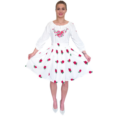 Spódnica góralska biała krótka róże - 15