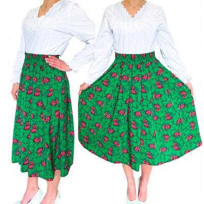 Spódnica góralska midi zielona róże 7/8 - 12