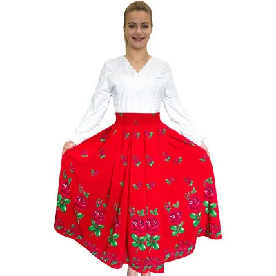 Spódnica czerwona długa góralska róże  - 21