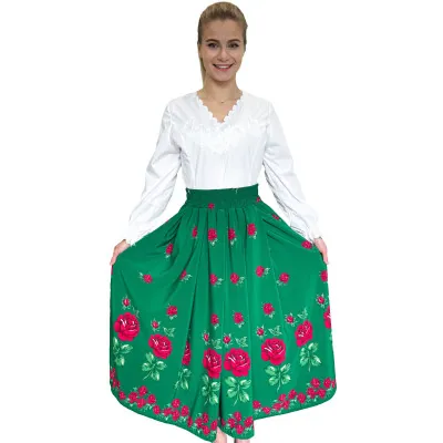 Spódnica zielona długa góralska róże  - 20