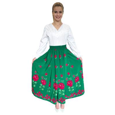 Spódnica zielona długa góralska róże  - 20