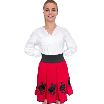 Spódnica czerwona haftowana góralska krótka- 15