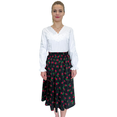 Spódnica góralska midi czarna drobne róże 7/8 - 13
