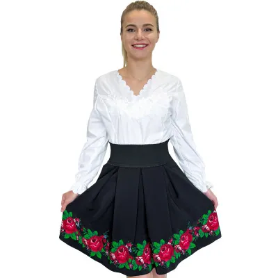 Spódnica czarna góralska folkowa ludowa ze wstawką w róże