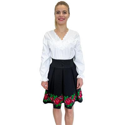 Spódnica czarna góralska folkowa ludowa ze wstawką w róże