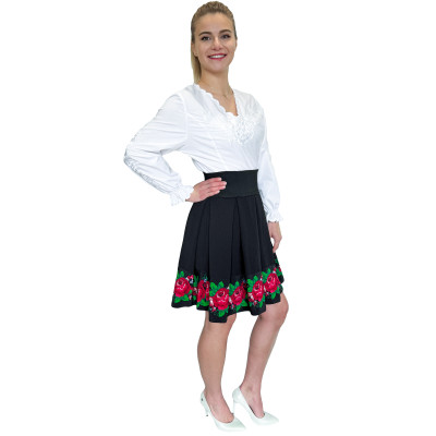 Spódnica czarna góralska folkowa ludowa ze wstawką w róże