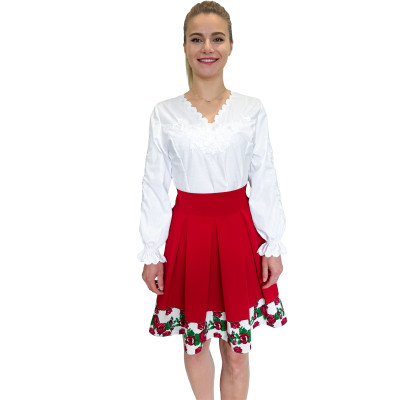 Spódnica czerwona góralska folkowa ludowa ze wstawką w róże