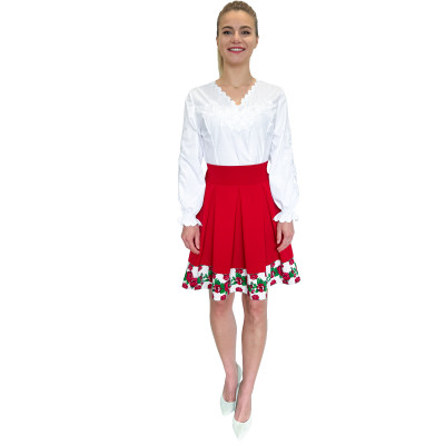 Spódnica czerwona góralska folkowa ludowa ze wstawką w róże