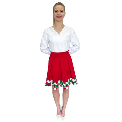 Spódnica czerwona góralska folkowa ludowa ze wstawką w róże