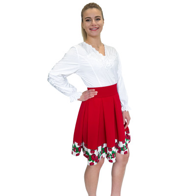 Spódnica czerwona góralska folkowa ludowa ze wstawką w róże
