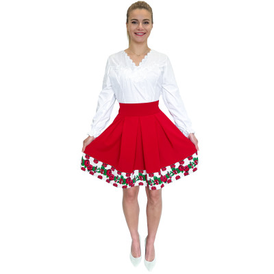 Spódnica czerwona góralska folkowa ludowa ze wstawką w róże
