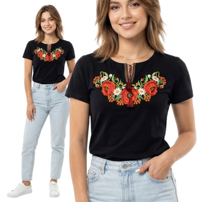 Haftowana koszulka krótki rękaw - maki 04