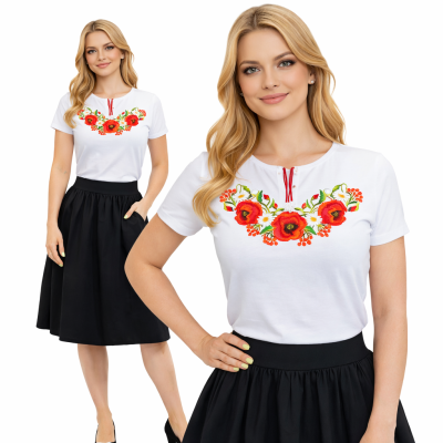 Haftowana koszulka krótki rękaw - maki 05