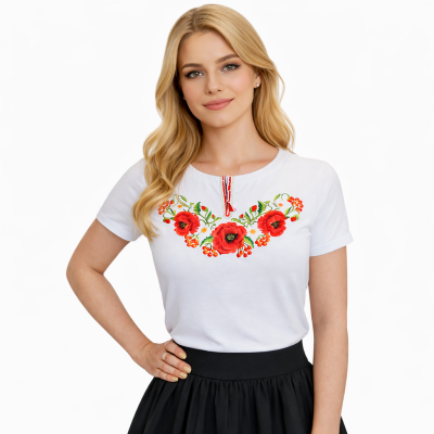 Haftowana koszulka krótki rękaw - maki 05