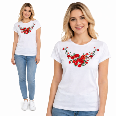 Koszulka damska z haftem - różyczki 02