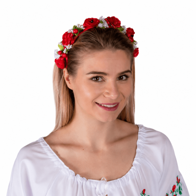 Wianuszek/opaska -czerwone maki z białymi kwiatkami
