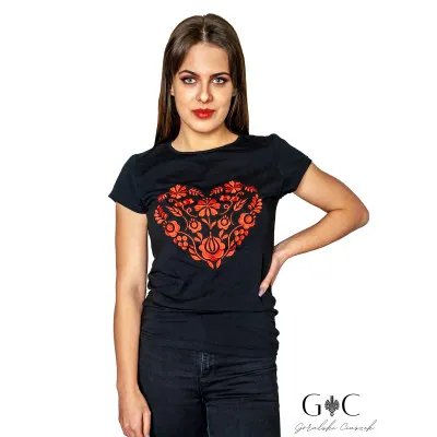 Koszulka damska z haftem - serce 03 - widok 1