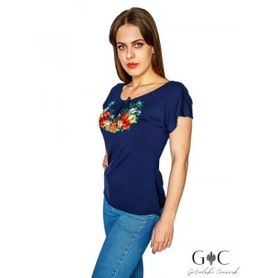 Haftowana koszulka krótki rękaw - maki 01 - widok 1