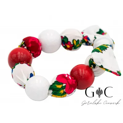 Bransoletka góralska - czerwono-biała I 1