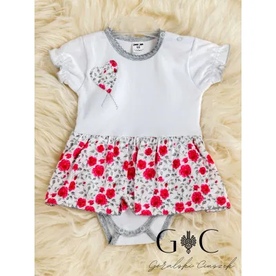 Body ze spódniczką - serduszko biało-czerwone 1