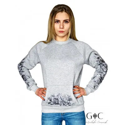 Bluza damska - haftowane kwiaty 02 - widok 1