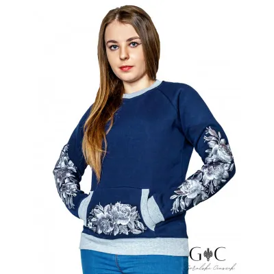 Bluza damska - haftowane kwiaty 03 - widok 1