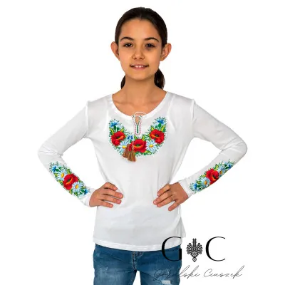 Bluzka z haftem - maki - widok 1